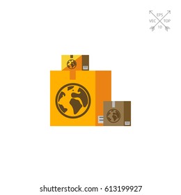 Boxes with Airmail Sign Icon