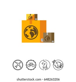 Boxes with Airmail Sign Icon