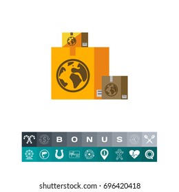 Boxes with Airmail Sign Icon