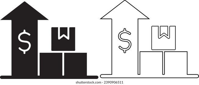 Boxes with up arrow dollar delivery finance vectors and symbols 