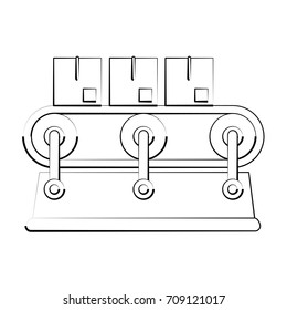 Boxes in band conveyor