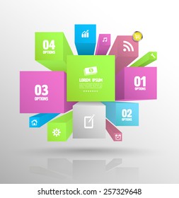 Boxes banner abstract background of color.  Vector illustration. 