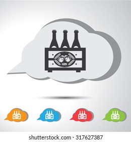 Boxes of beer bottles sign flat icon