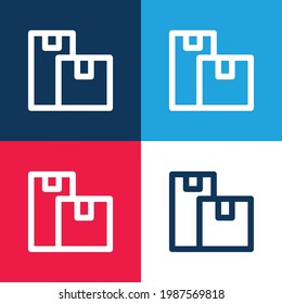 Conjunto de iconos mínimo de cuatro colores azul y rojo