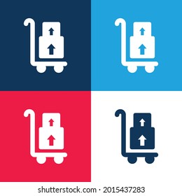 Boxes blue and red four color minimal icon set
