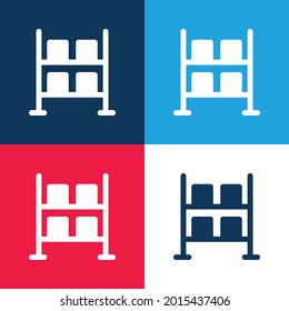 Conjunto de iconos mínimo de cuatro colores azul y rojo