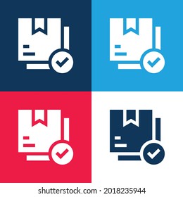 Boxen Blau und Rot, vier Farben minimale Icon-Set