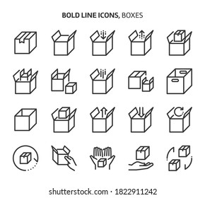 Boxes, bold line icons. The illustrations are a vector, editable stroke, 48x48 pixel perfect files. Crafted with precision and eye for quality.