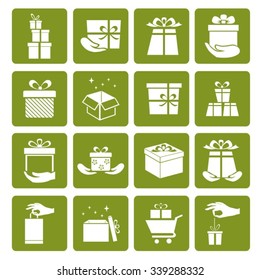 Boxes with bows. Vector icons.
EPS-10 (non transparent elements,non gradient)
