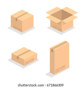 Boxes of cardboard on white background, post, gifts, delivery