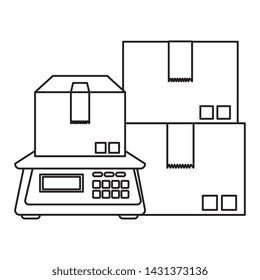 boxes carton packing with digital balance