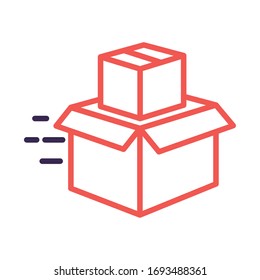 Kartonverpackung Postdienst Linie Stil Vektorillustration Design