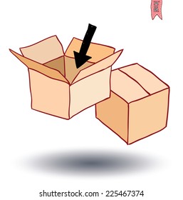  boxes collection, doodles set. vector illustration.