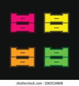 Boxes For Data four color glowing neon vector icon
