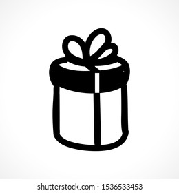 Boxes for decoration design.Vector vintage illustration.Creative holiday idea on isolated white background. Art line.Doodle. Can be used for decoration Christmas card, poster, icon, gift.EPS10