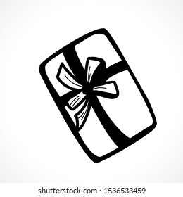 Boxes for decoration design.Vector vintage illustration.Creative holiday idea on isolated white background. Art line.Doodle. Can be used for decoration Christmas card, poster, icon, gift.EPS10