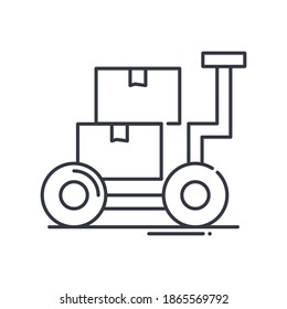 Boxes delivery icon, linear isolated illustration, thin line vector, web design sign, outline concept symbol with editable stroke on white background.