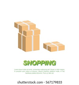 Boxes for delivery on a white background. Flat vector illustration EPS 10.