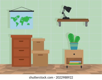 boxes and drawers home office scene