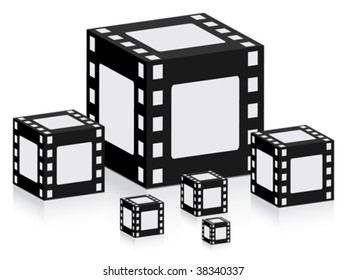 boxes with filmstrip pattern vector illustration