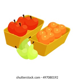 Boxes of fruit icon. Cartoon illustration of boxes of fruit vector icon for web
