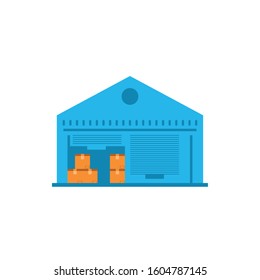 Boxes and garage design, Delivery logistics transportation shipping service warehouse industry and global theme Vector illustration