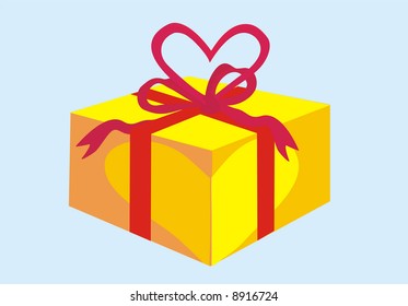 Boxes with gifts with a bow in the form of heart