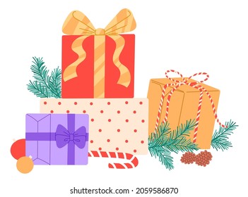 Boxes with gifts for Christmas, New Year