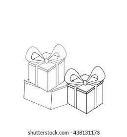 boxes with gifts, Christmas tree   