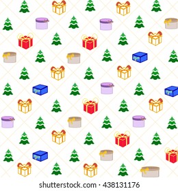 boxes with gifts, Christmas tree   