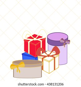 boxes with gifts, Christmas tree   