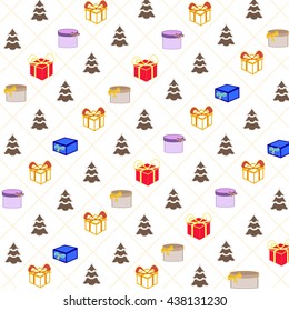 boxes with gifts, Christmas tree   