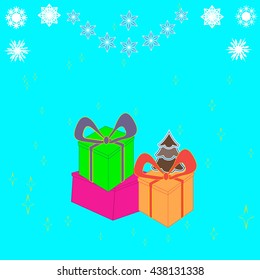 boxes with gifts, Christmas tree   