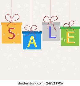 Boxes with gifts sale. vector