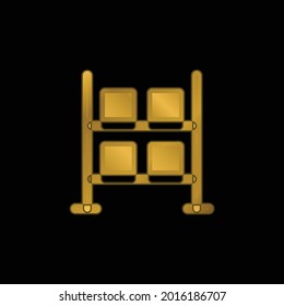 Boxes gold plated metalic icon or logo vector