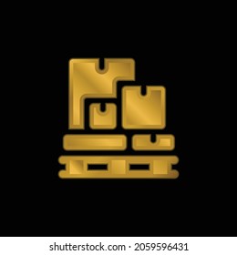 Boxes gold plated metalic icon or logo vector