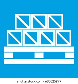 Boxes goods icon white isolated on blue background vector illustration
