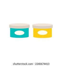 Cajas con un gouache sobre fondo blanco. Herramientas de pintura para la ilustración de dibujos animados de pintores o artesanos. Concepto de arte, artesanía, equipo