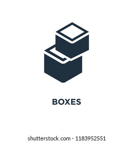 Boxes icon. Black filled vector illustration. Boxes symbol on white background. Can be used in web and mobile.