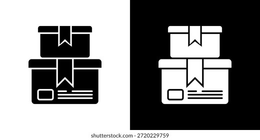Icono de cajas rellenas en blanco y negro.