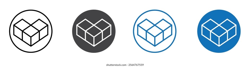 Boxes icon flat editable icon mark set.