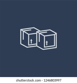 Boxes icon. Boxes linear design concept from Delivery and logistic collection. Simple element vector illustration on dark blue background.