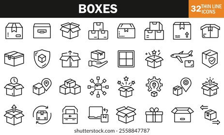 "Boxes Icon Representing Packaging, Storage, and Organization"