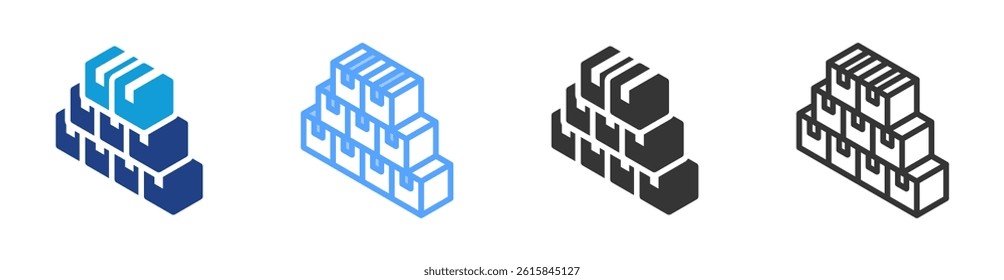 Boxes icon set multiple style collection