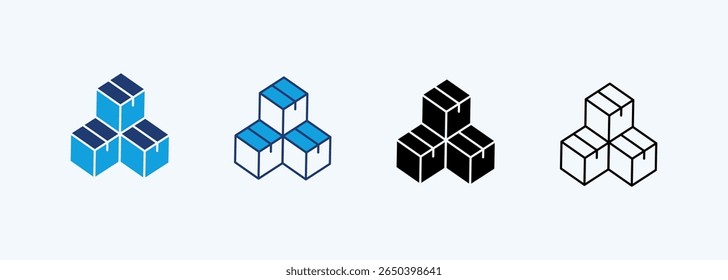 Caixas Ícone Definir Coleção de Vários Estilos