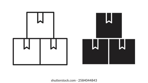 Boxes icon set in thin line. vector illustrations for web