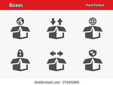 Boxes Icons. Professional, pixel perfect icons optimized for both large and small resolutions. EPS 8 format.