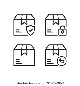 Boxes icons set. Delivery, shipping, logistics concepts. Vector line icons set