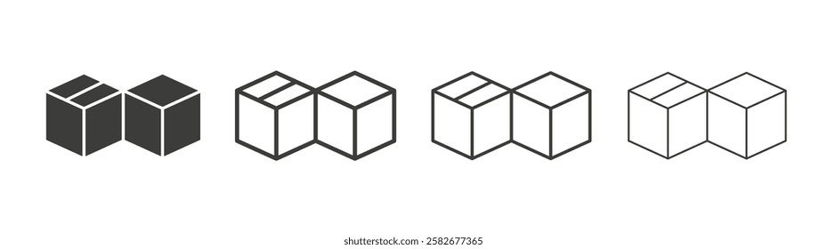 Boxes icons set vectors graphic designs