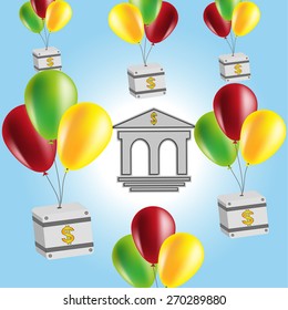 Boxes with inflatable balls around the bank. Can be used as advertising posters for all types of events.